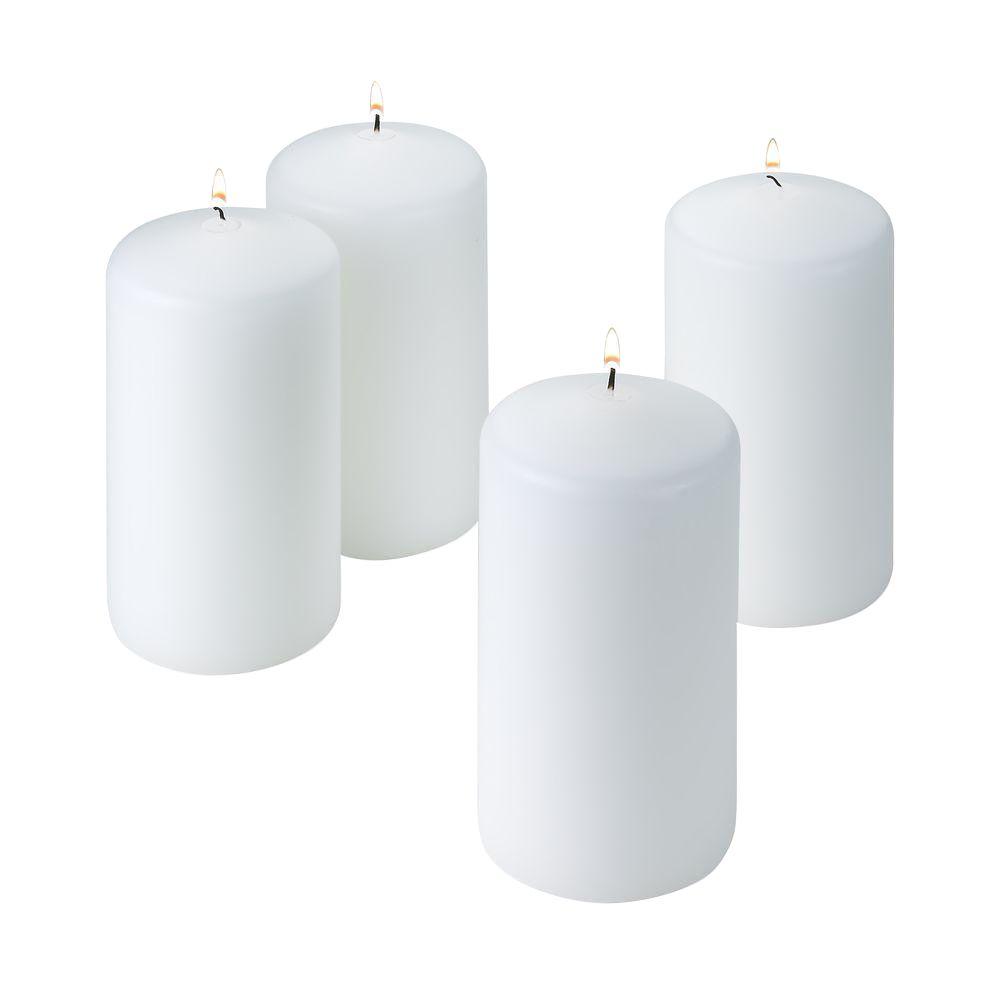 6 in. Tall x 3 in. Wide Unscented White Pillar Candle (Set of 4)