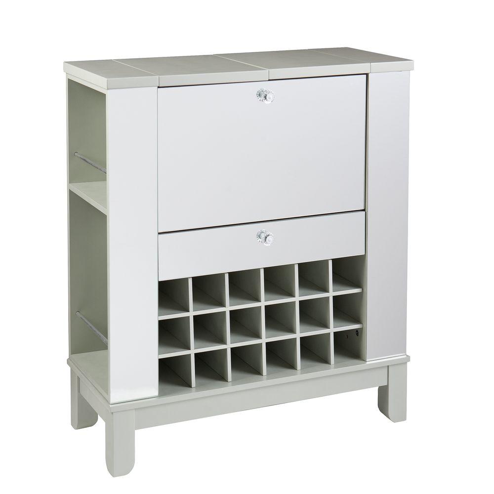 Southern Enterprises Littie Silver Mirrored Bar With Expandable Southern Enterprises Littie Silver Mirrored Bar With Expandable Storage