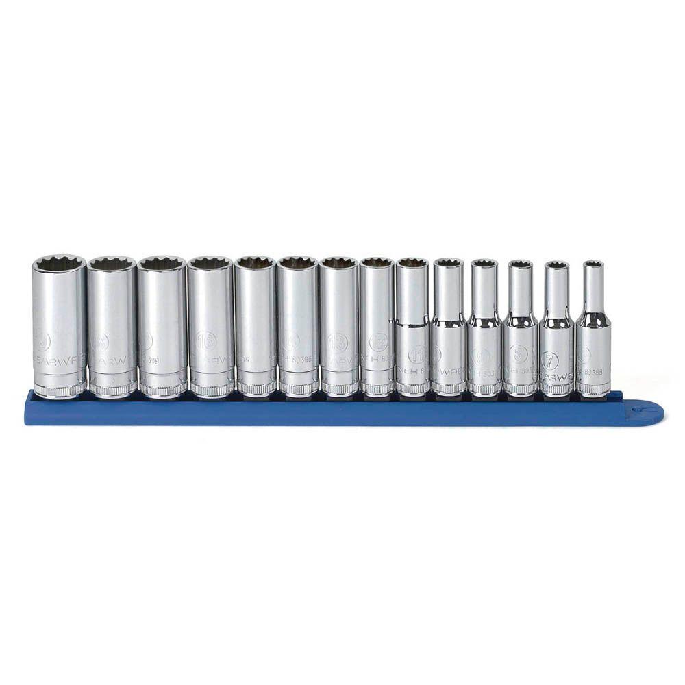 GearWrench 3//8/" Drive 12Pt Deep Metric Socket Set 80560 14 Pc