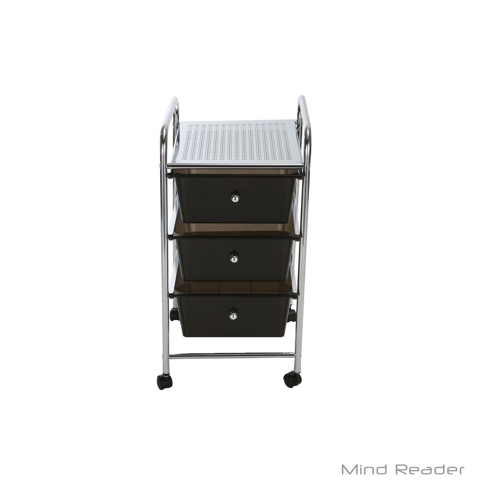 Mind Reader 3 Tier Metal 4 Wheeled Storage Drawer Cart With 3