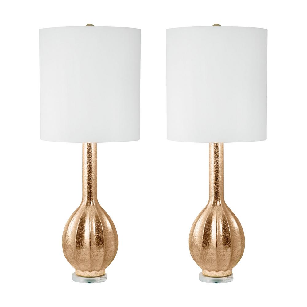 Titan Lighting Glam 33 in. Gold Fluted Gourd Ceramic Table Lamp-TN ... Titan Lighting Glam 33 in. Gold Fluted Gourd Ceramic Table Lamp-TN ...