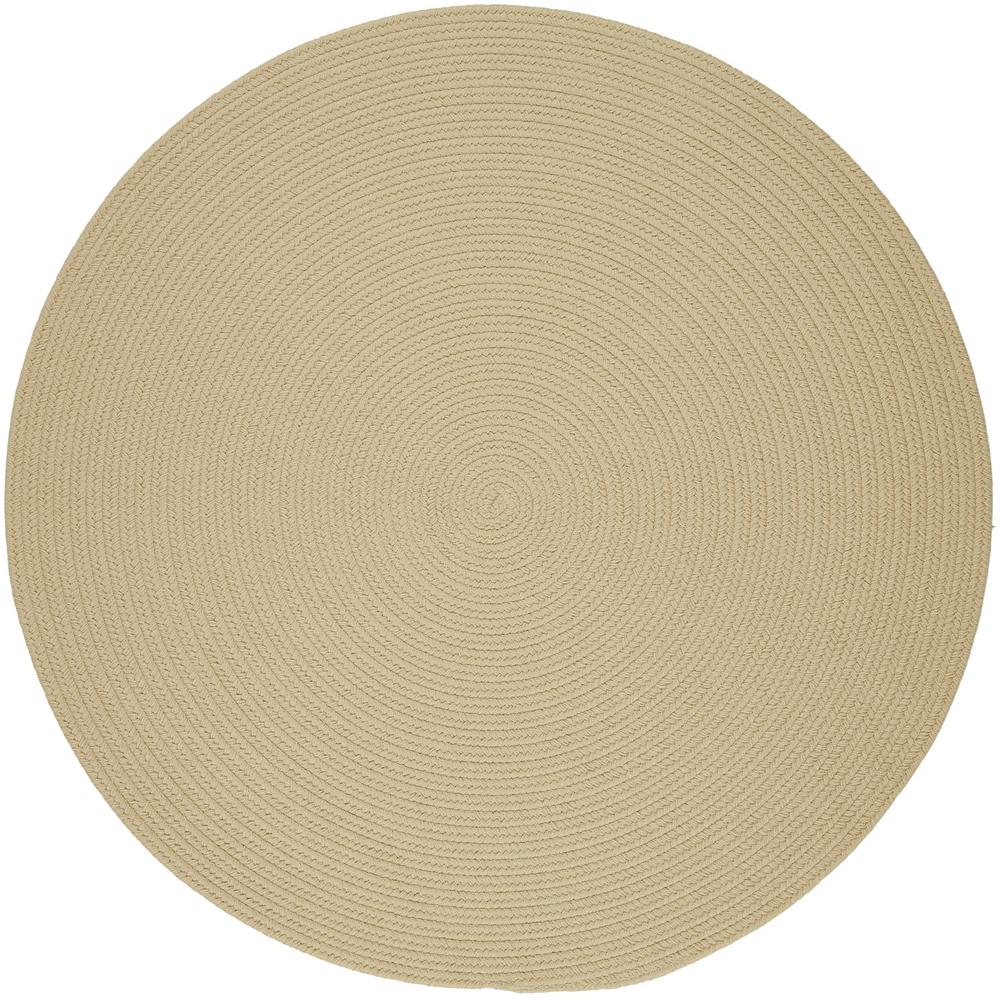 Rhody Rug Texturized Solid Cream Poly 4 Ft X Round Braided Area