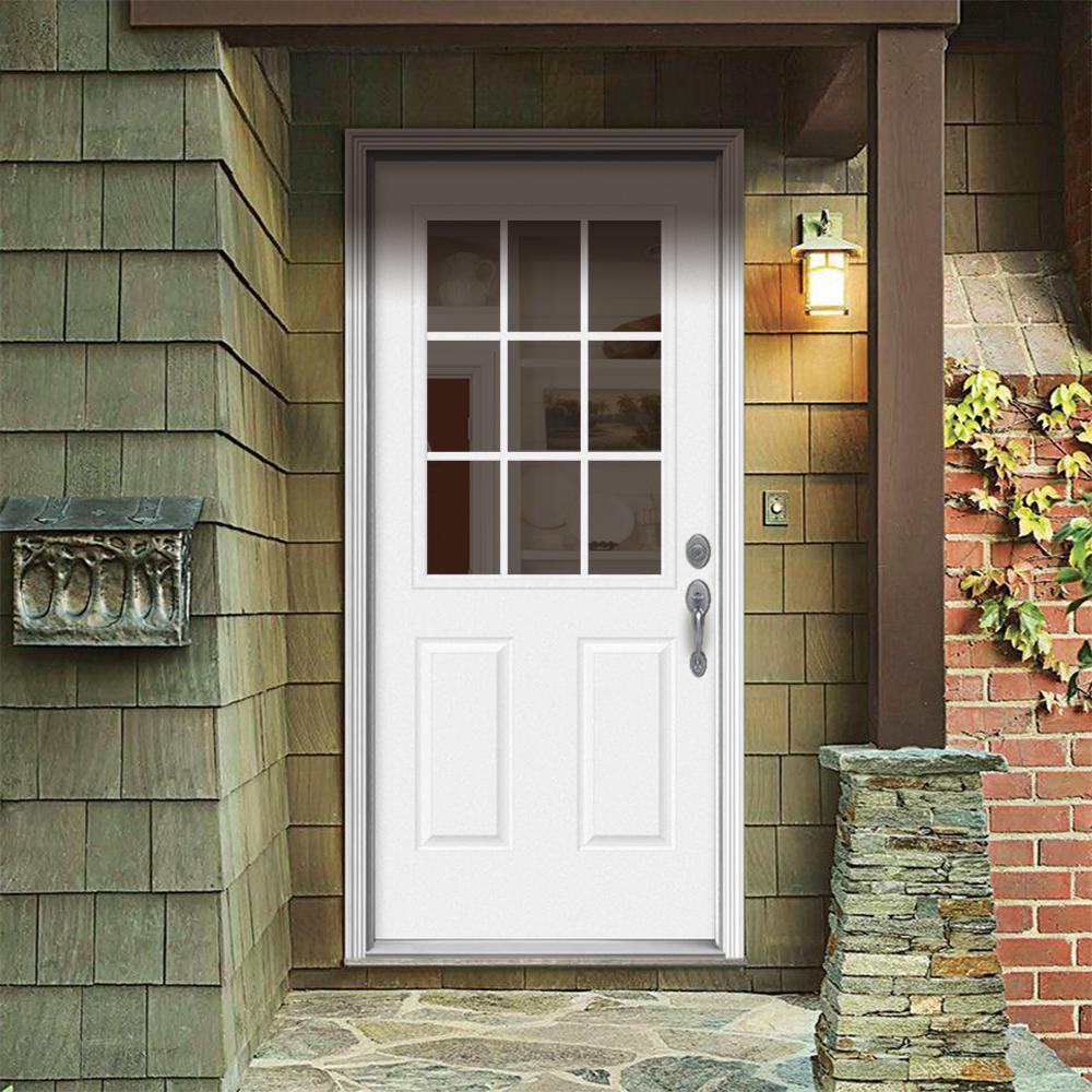Jeld Wen 32 In X 80 In 9 Lite Primed Fiberglass Prehung Left