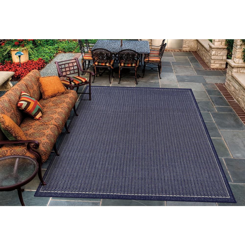 Couristan Recife Saddle Stitch Ivory Indigo 9 Ft X 9 Ft Square Indoor Outdoor Area Rug 10016500086086q The Home Depot