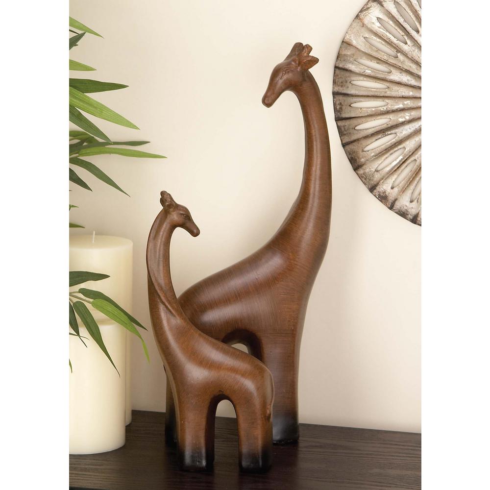 Litton Lane Giraffe Decorative Figurines In Smooth Mahogany Brown