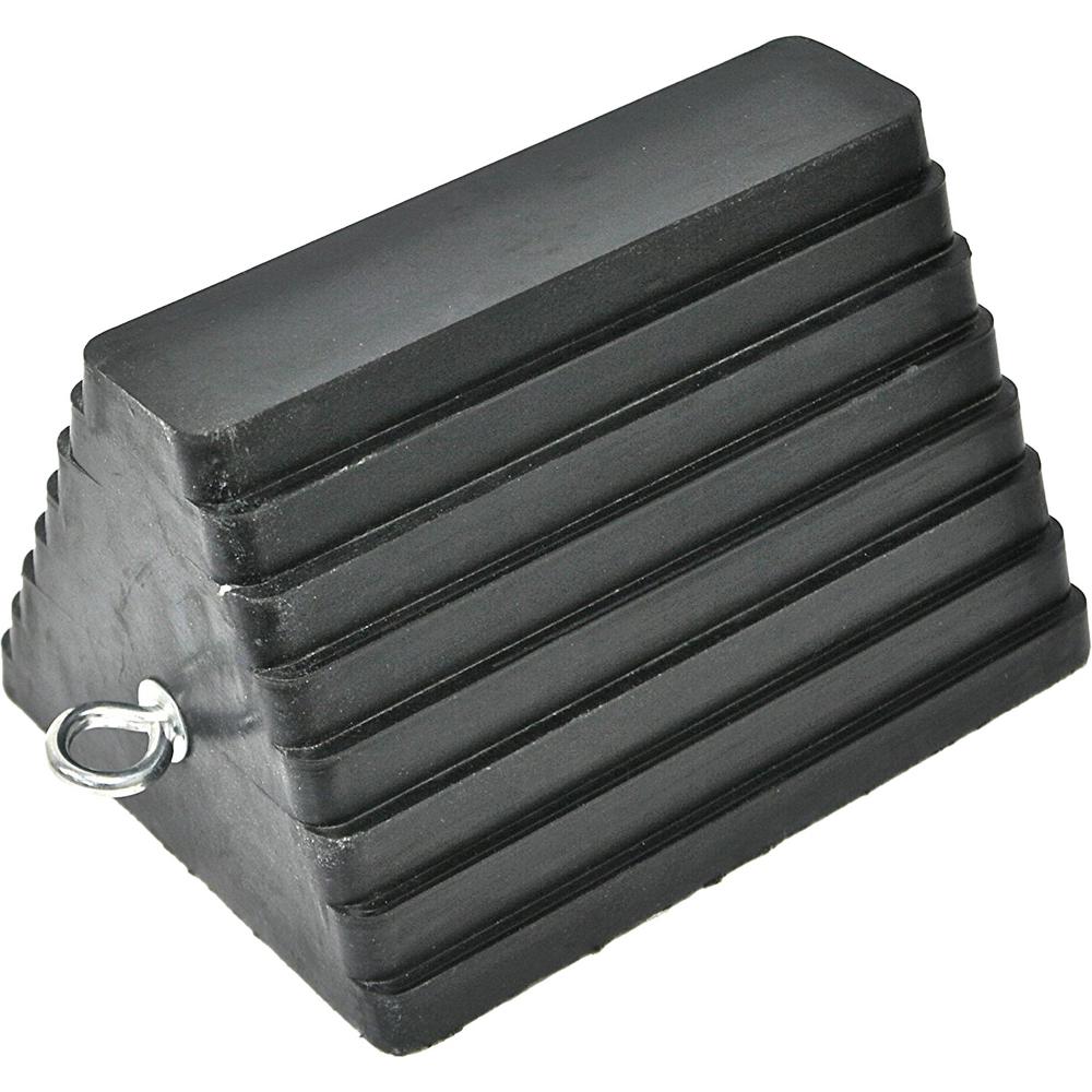 MaxxHaul Solid Rubber HeavyDuty Wheel Chock with Eyebolt (2Pack