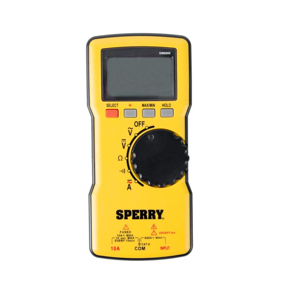 Sperry 600Volt 10 Amp AC/DC Thin Digital Multimeter Autoranging with Current Continuity