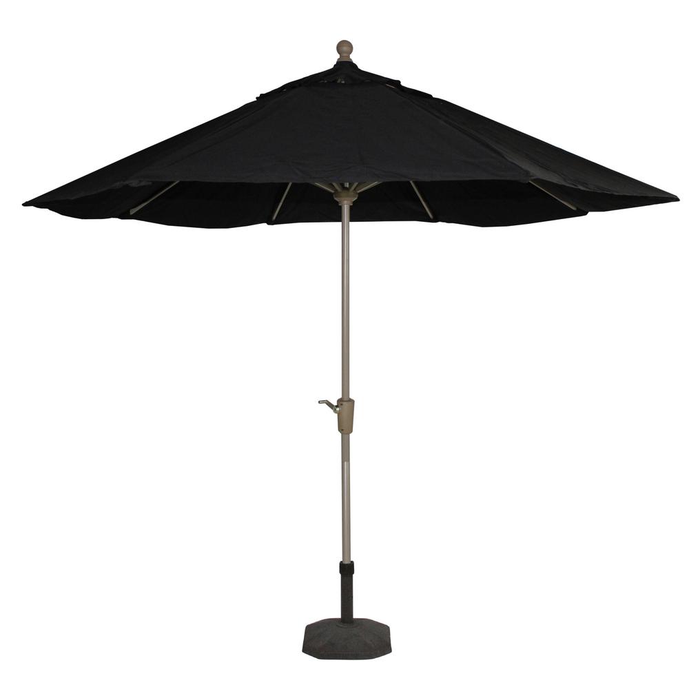 Treasure Garden 9 ft. Market Octagon Shape Champagne Outdoor Crank Tilt Patio Umbrella in Black