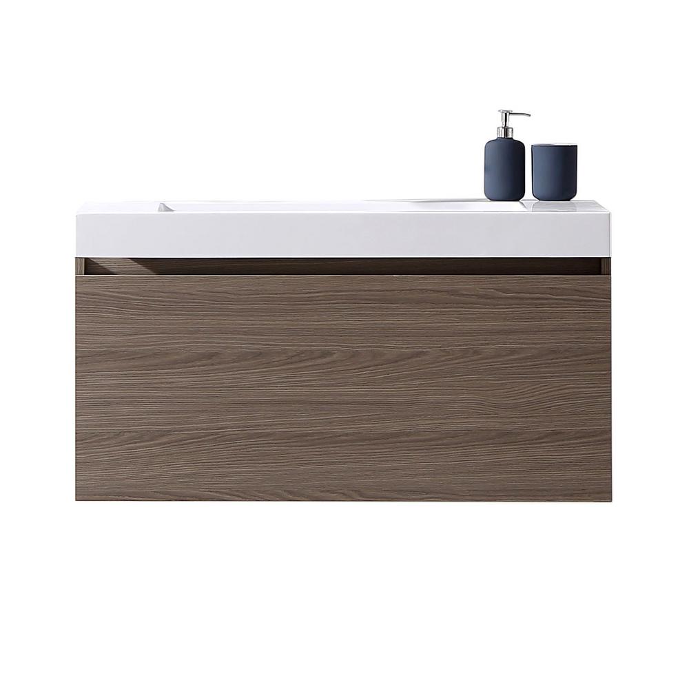 Virtu USA Zuri 39 in. W x 19 in. D Vanity in Grey Oak with PolyMarble
