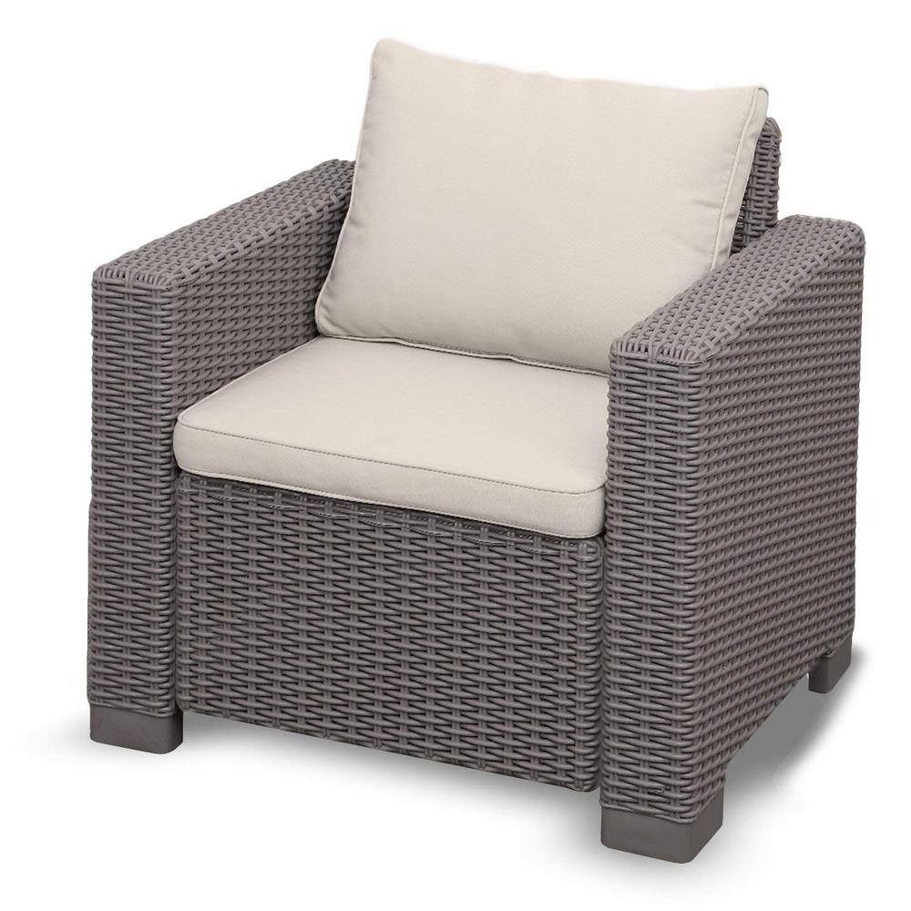 Yukon Glory Cappuccino All Weather Wicker Pattern Outdoor Lounge Chair With Tan Cushion Yg 901 The Home Depot