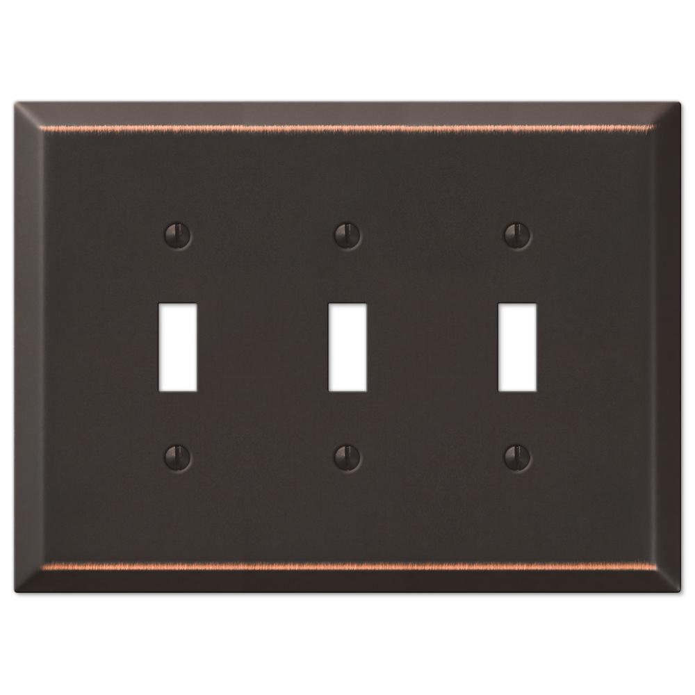 AMERELLE Oversized 3 Gang Toggle Steel Wall Plate - Aged Bronze ...