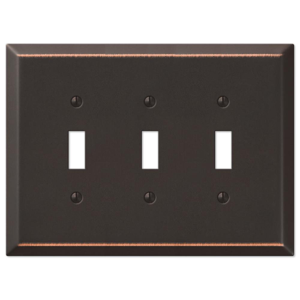 Black Iron Triple Toggle Wall Plate - 3-Gang Switch Cover For Home Upgrade