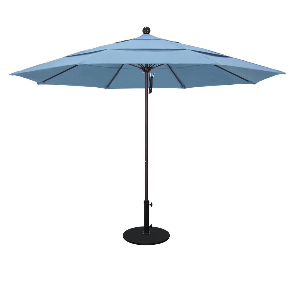 California Umbrella 11 ft. White Aluminum Pole Market Fiberglass Ribs ...