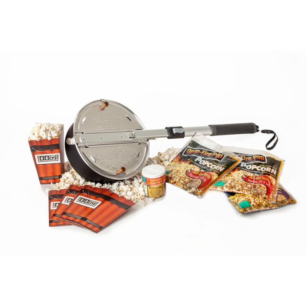 Open Fire Pop Open Fire Pop 13Piece Aluminum Black Popcorn Popper Set