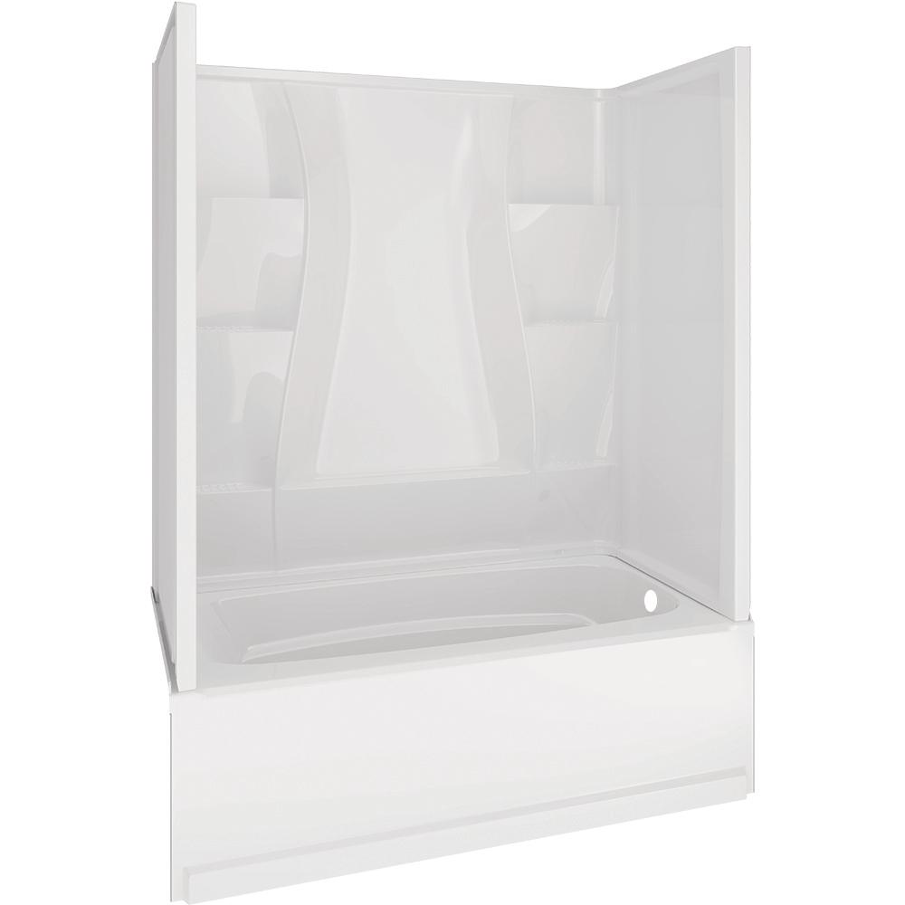 Classic 400 32 In X 60 In X 80 In Standard Fit Bath And Shower Kit With Right Hand Drain In White
