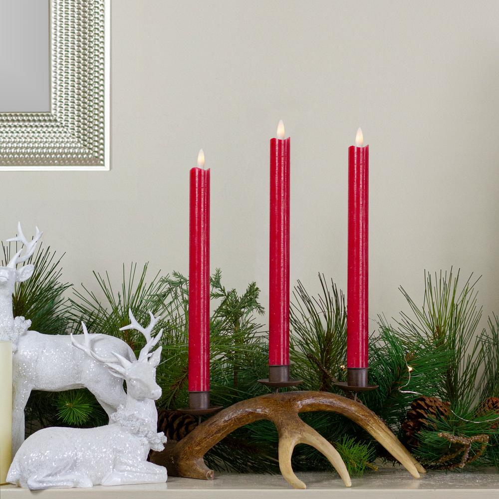 Northlight 12 in. Red Flameless Taper Christmas Candles (Set of 2)-34336939 - The Home Depot