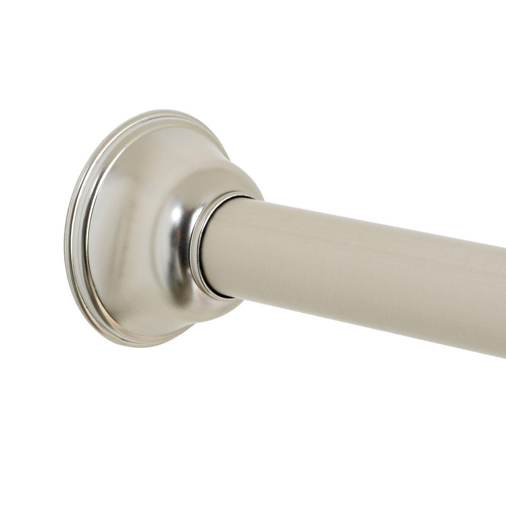 Straight Nickel Aluminum Shower Curtain Rods Neverrust Decorative Minial 44 In 72 Aluminum Adjule Tension No Tools