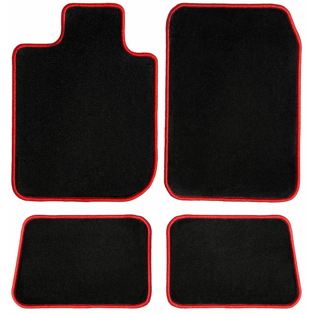 red and black car mats