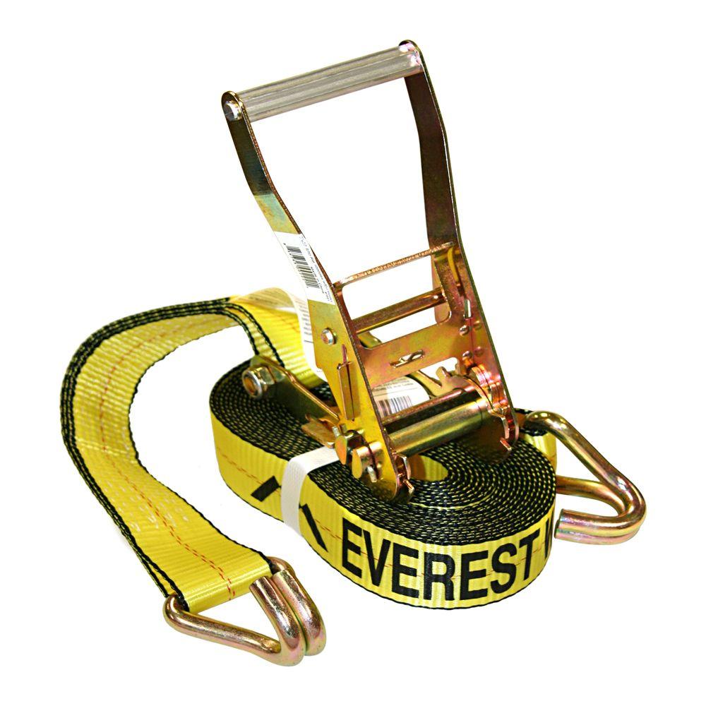 EVEREST 2 in. x 27 ft. Heavy-Duty Ratchet Tie-Down Trailer Strap ...