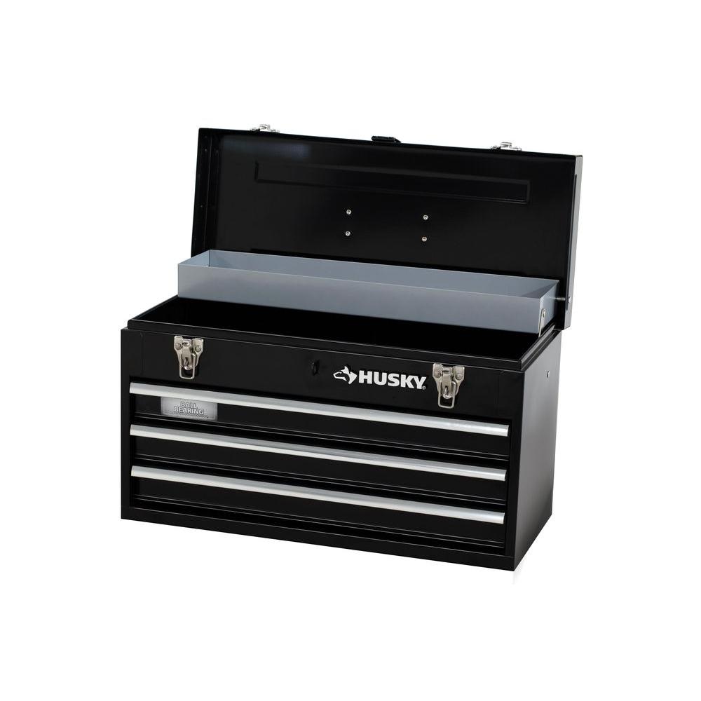 Husky 8 80 In 3 Drawer Portable Tool Box With Tray Tb 303b The Home