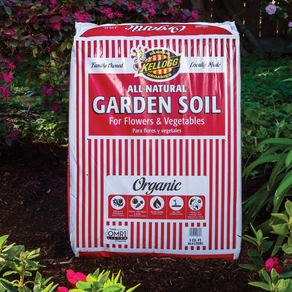 Kellogg Garden Organics 3 Cu Ft All Natural Garden Soil For Flowers And Vegetables 685 The Home Depot