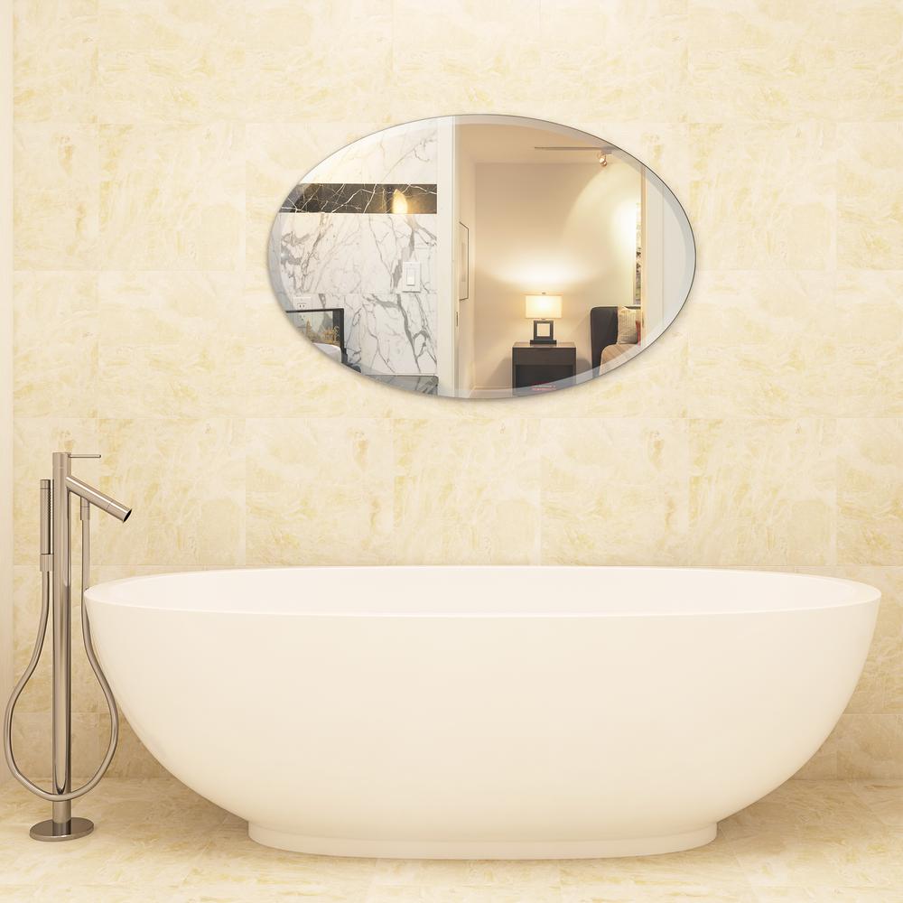 Frameless Beveled Oval Wall Mirror Flm 10031 2436 The Home Depot Oval Wall Mirror Flm 10031 2436
