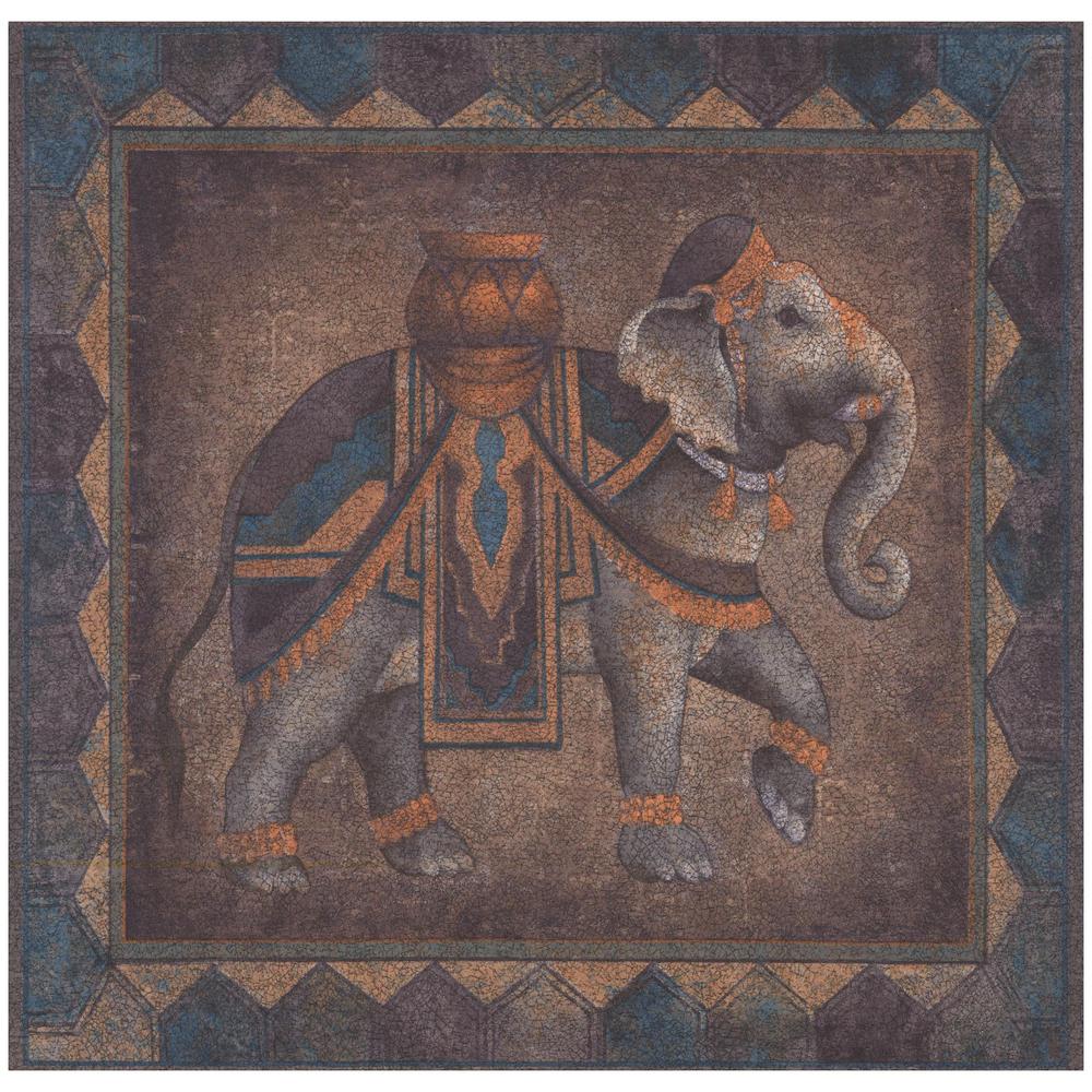 York Wallcoverings Saddled Elephants Distressed Dark Brown