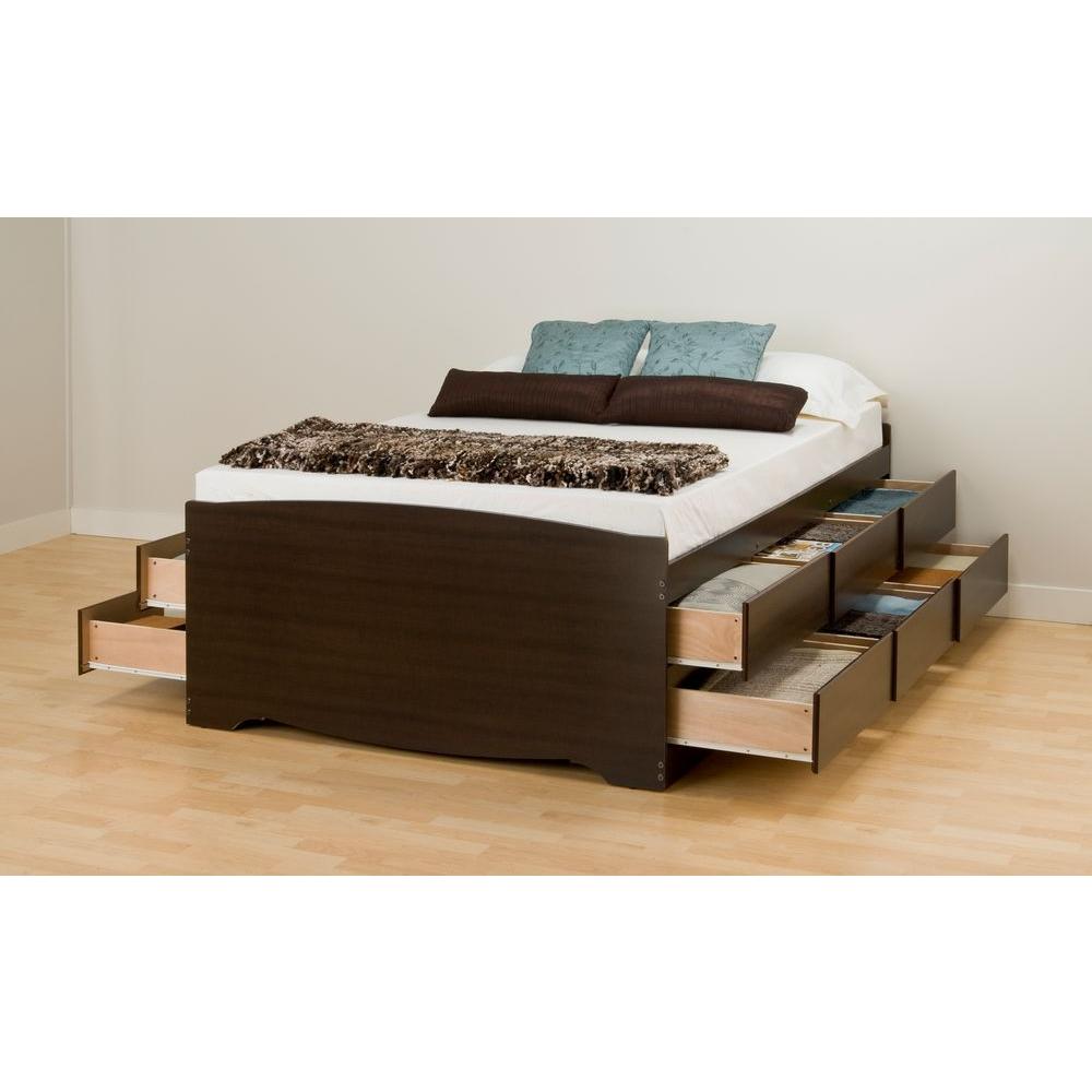 Prepac Queen Wood Storage Bed Ebq 6212 K The Home Depot