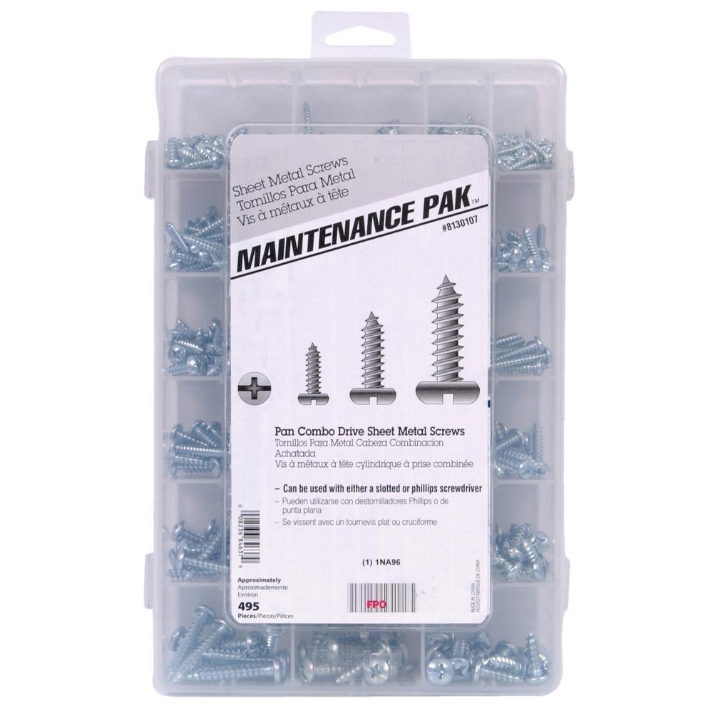 Maintenance Pak ZincPlated PanHead Philips Drive Sheet Metal Screw Assortment Kit (535Piece