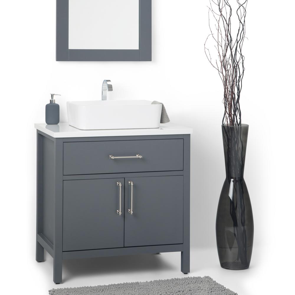 Simpli Home Patton 30 In Bath Vanity In Charcoal Grey With