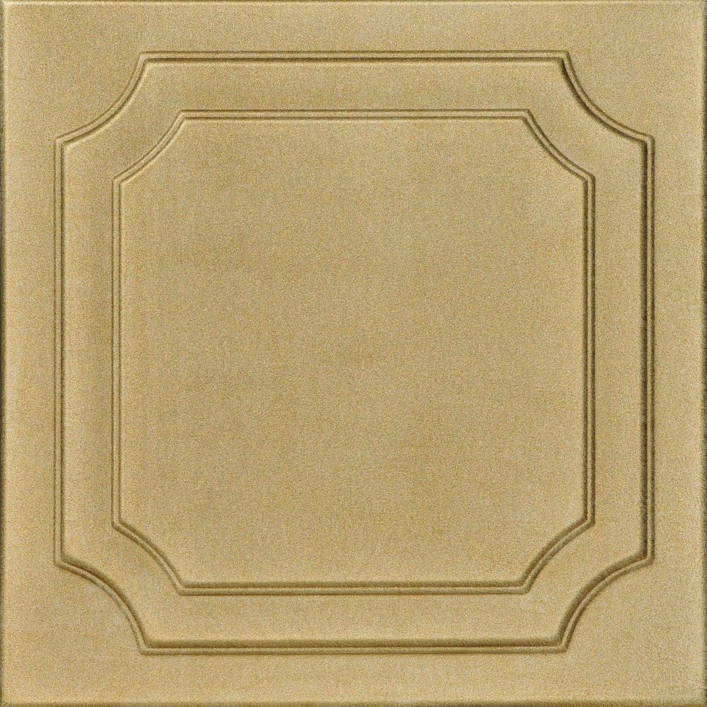 A La Maison Ceilings Virginian 1 6 Ft X 1 6 Ft Foam Glue Up Ceiling Tile In Light Brass