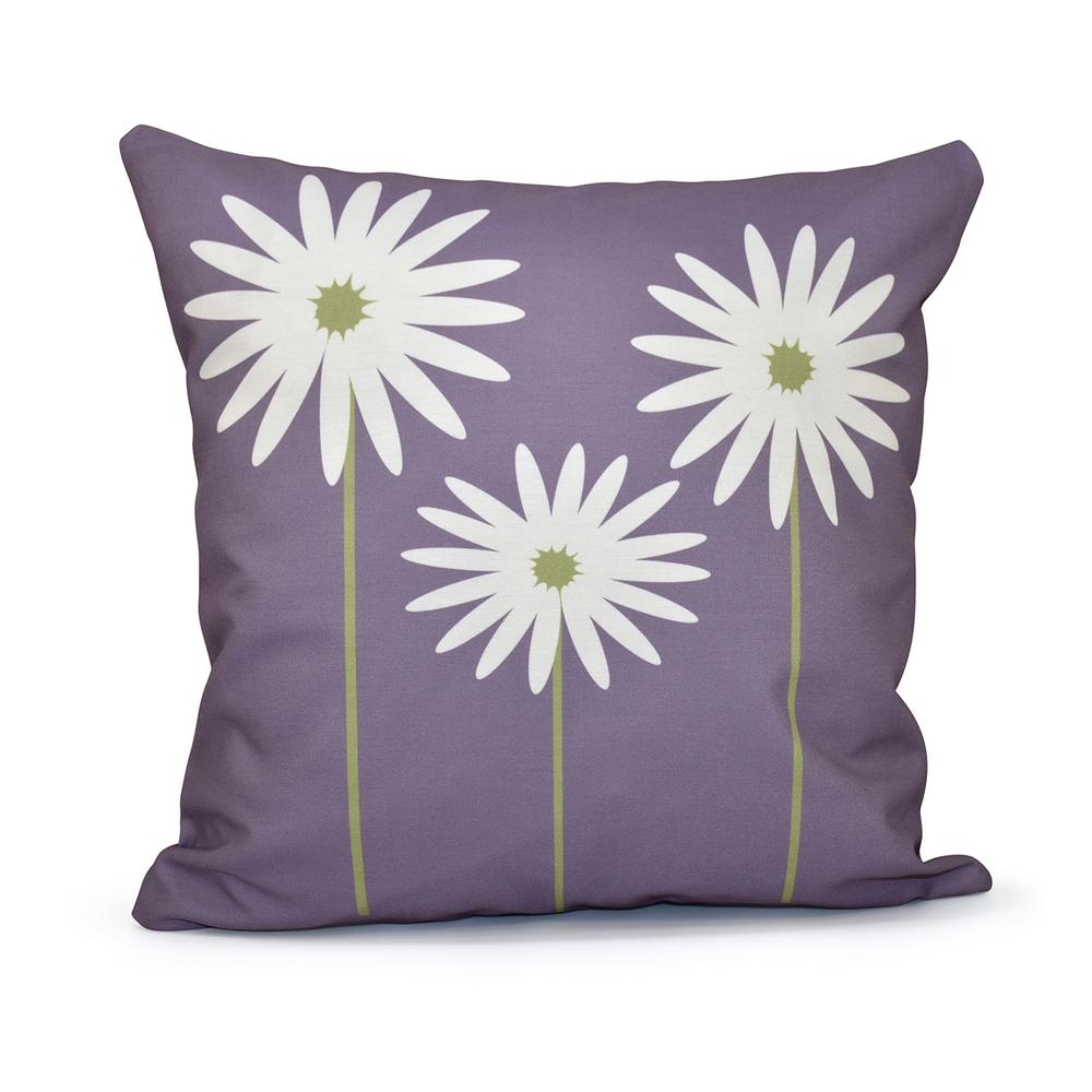 16 in. x 16 in. Daisy May Floral Print Pillow in PurplePFN229PU1216 The Home Depot
