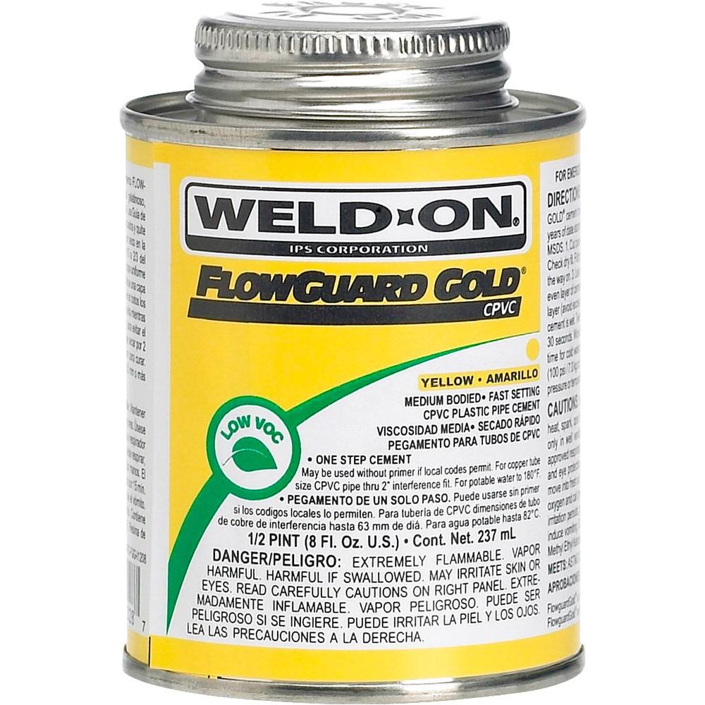 Weld-On 8 oz. FlowGuard Gold CPVC Low VOC Cement in Yellow-11028 - The ...