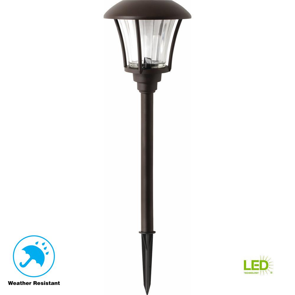 Bronze Solar Outdoor Integrated LED Landscape Path Light 10 Lumens (6-Pack)