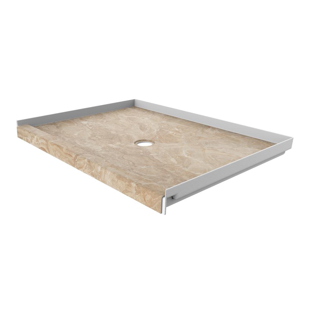 FlexStone 48 in. x 34 in. Single Threshold Shower Base with Center