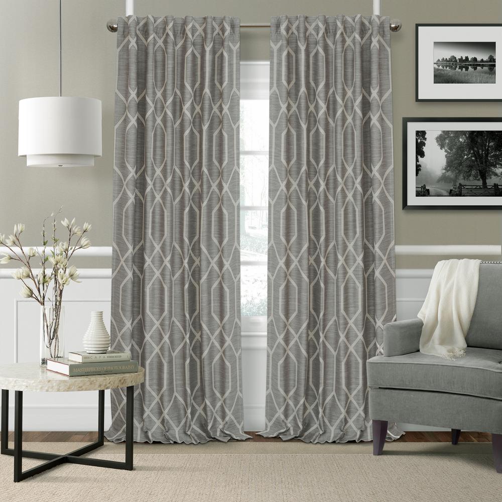 Elrene Devin Geometric Room Darkening Window Curtain 22796gry