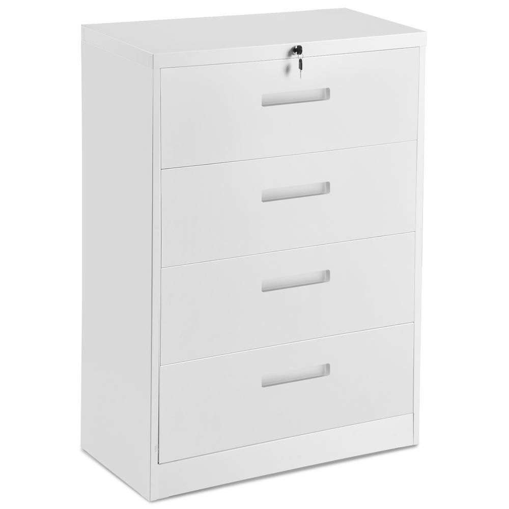 Merax White Large Lateral Metel File Cabinet With Lock Sr000001aak The Home Depot