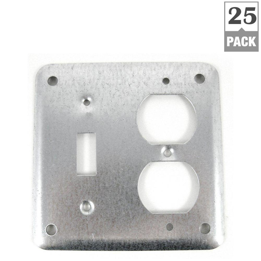 2-Gang Square Metal Electrical Box Cover 4 In Square Flat Blank Square Cover