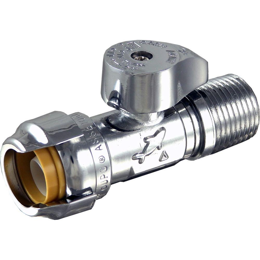 sharkbite push straight quarter stop valve turn faucet shut valves mip supply brass kit pex compression lines chrome connect plastic