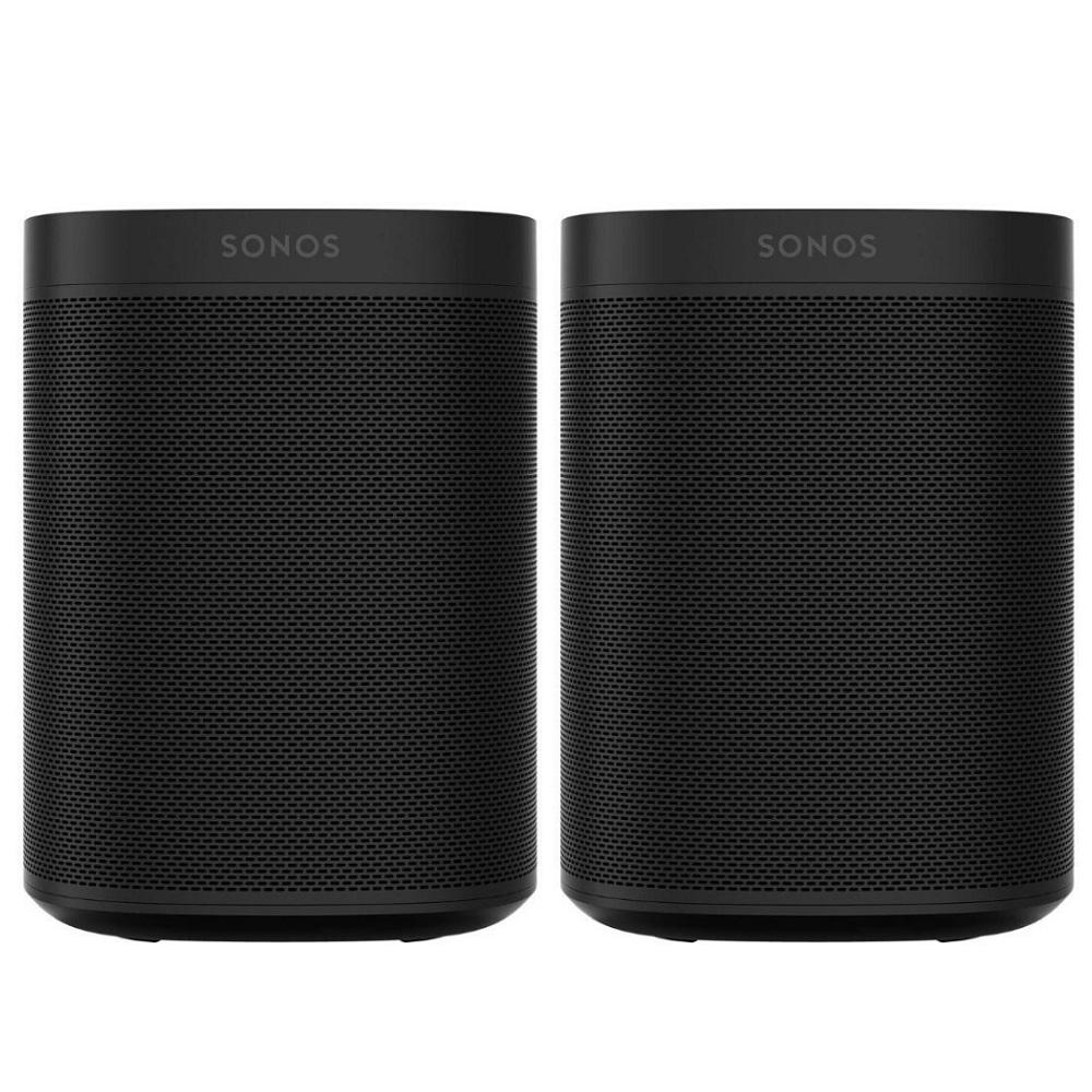SONOS ONE(Gen 2) Black Smart Speaker with Google Assistant (2Pack