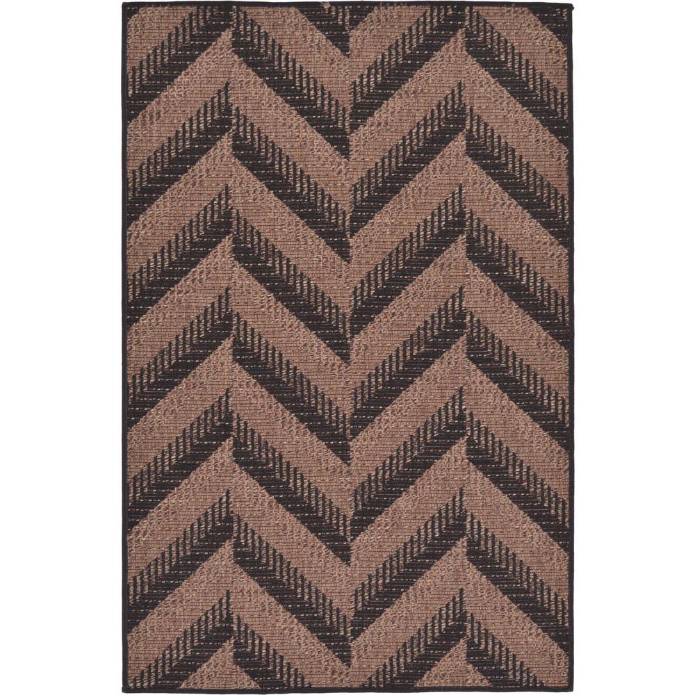 Unique Loom Outdoor Chevron Brown 3 3 X 5 0 Area Rug 3126520 The Home Depot