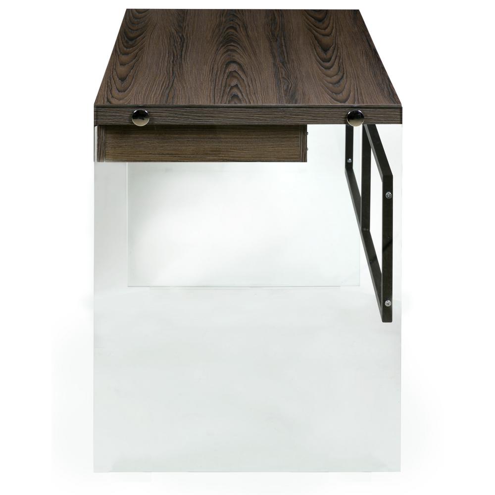 Onespace Walnut Escher Skye Computer Writing Desk Glass And Wood
