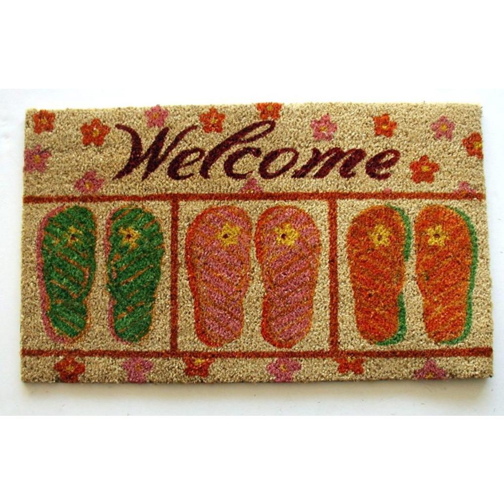 Flip Flop Welcome 18 In X 30 In Pvc And Coir Door Mat