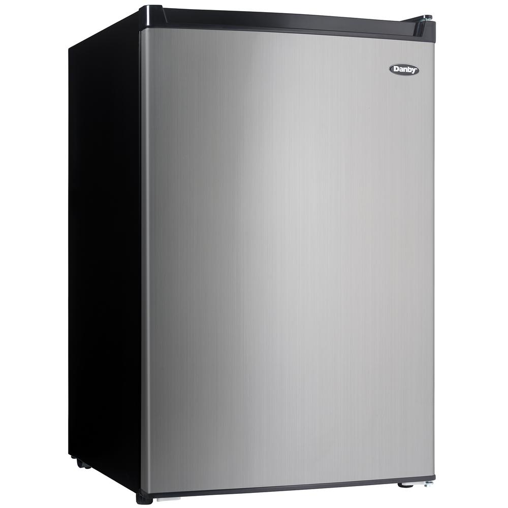 Danby 4.5 cu. ft. Mini Fridge with Freezer Section in Black/Stainless