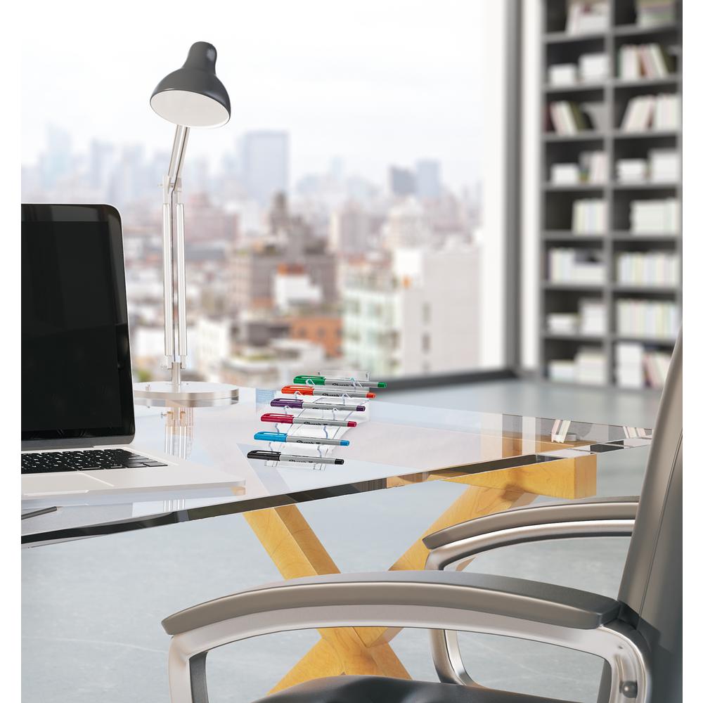 AdirOffice Acrylic 6 Pen Horizontal Pen Holder  Desktop Stand  Pencil Holder (2-Pack)
