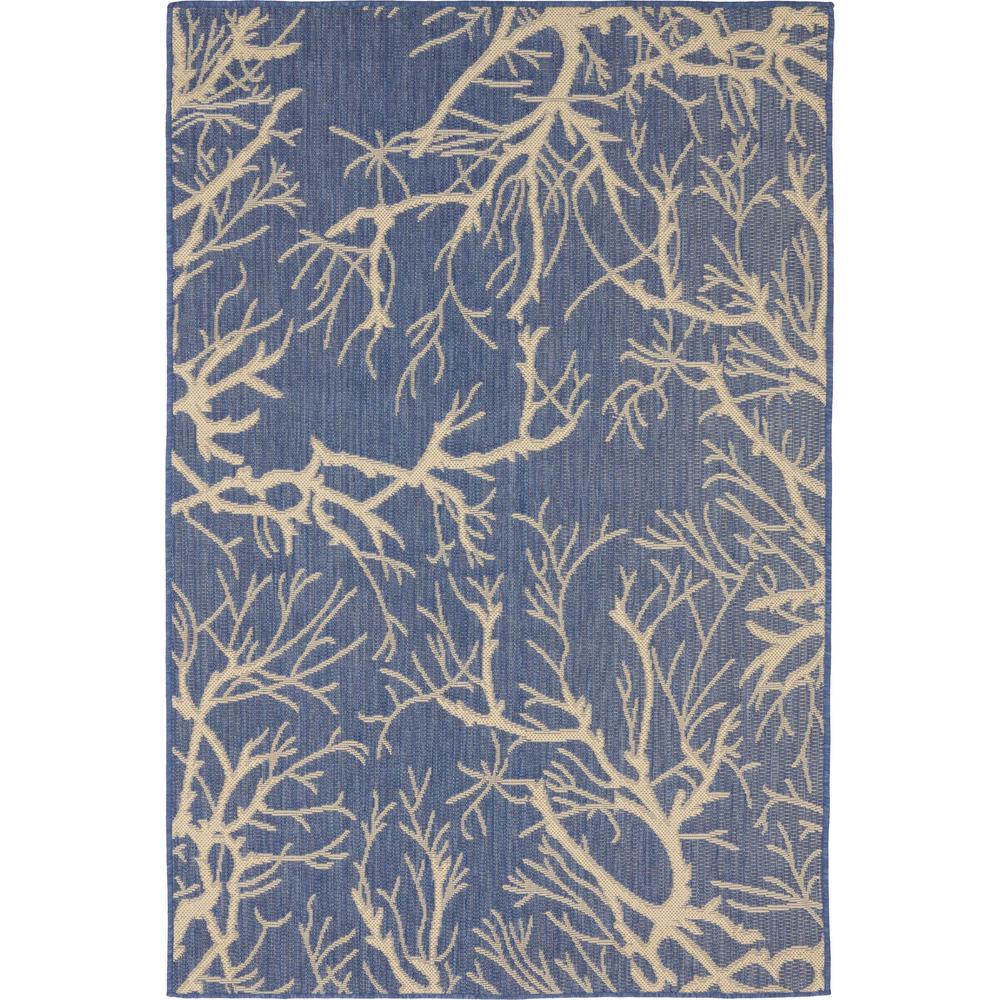 Unique Loom Outdoor Botanical Blue 4' x 6' Rug3135563 The Home Depot