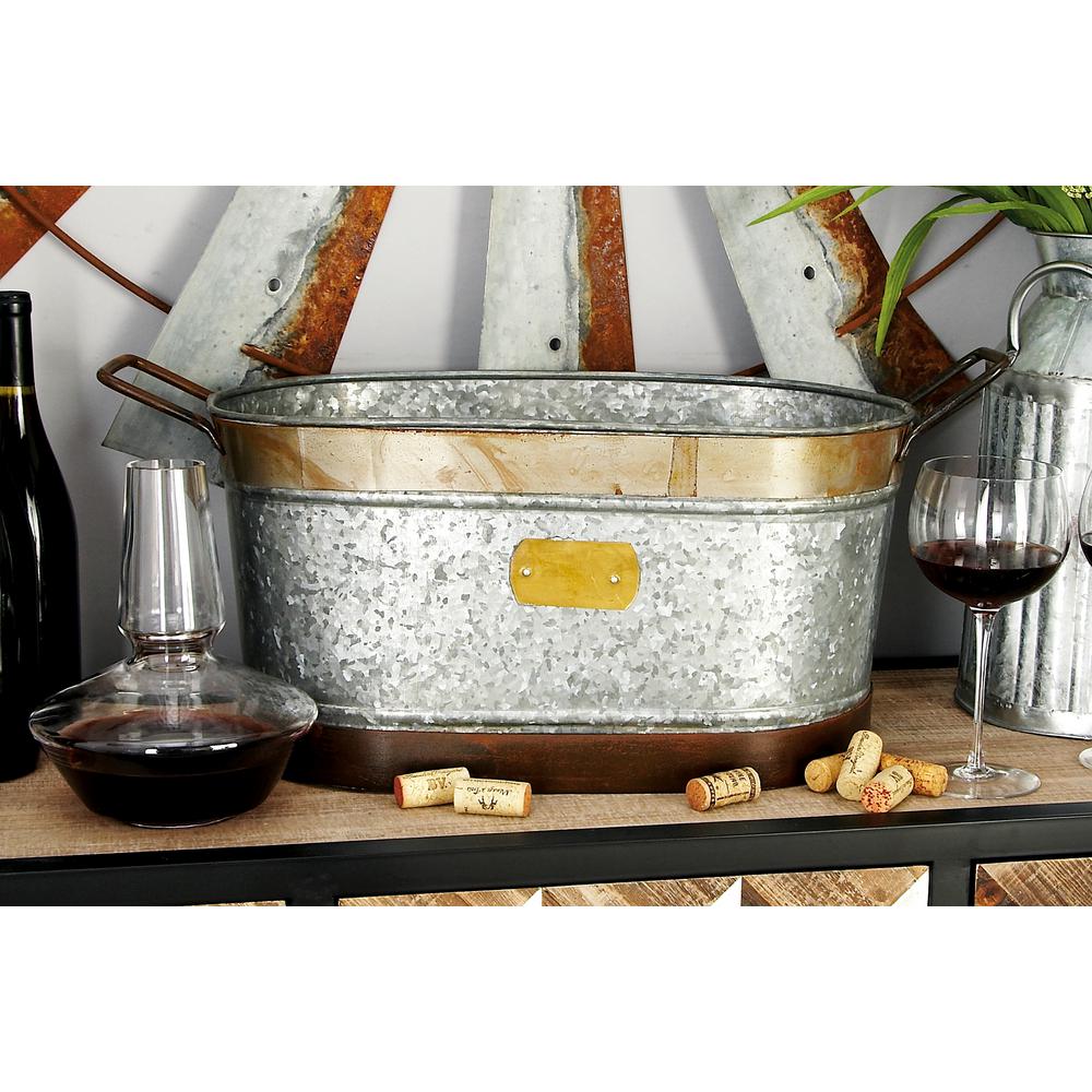 17 in. x 8 in. Oval Bucket Wine Cooler with Ring Handles in Polished