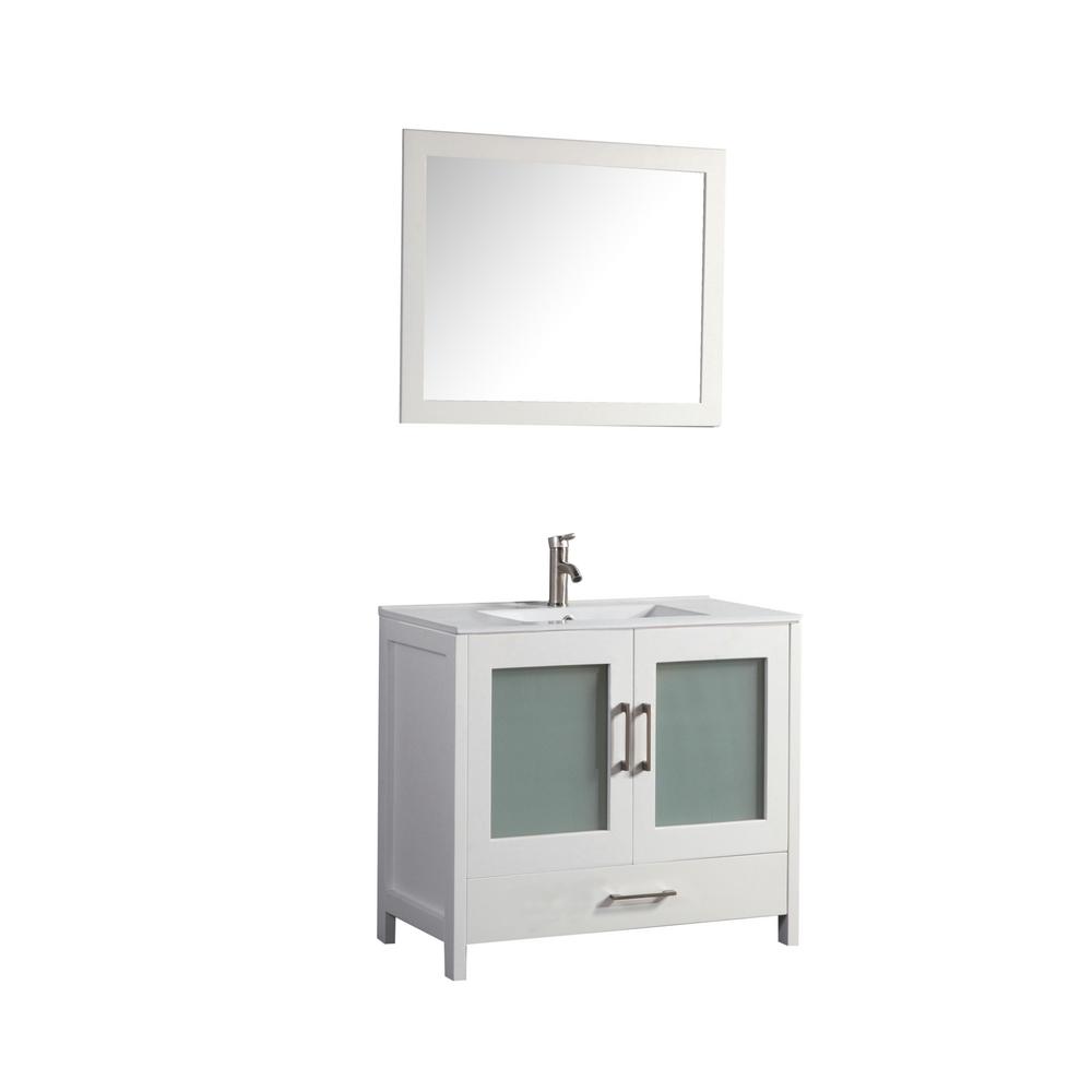 Mtd Vanities Argentina 48 In W X 18 D 36 H Vanity White With Porcelain Top Basin And Mirror