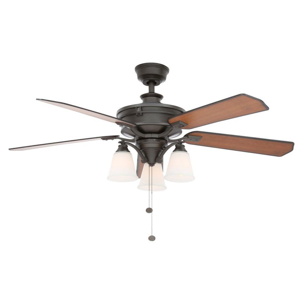 Hampton Bay Beverley Ii 52 In Indoor Natural Iron Ceiling Fan With Light Kit