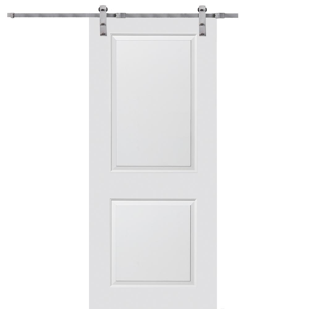 Mmi Door 36 In X 80 In Primed Molded Mdf Carrara Sliding Barn